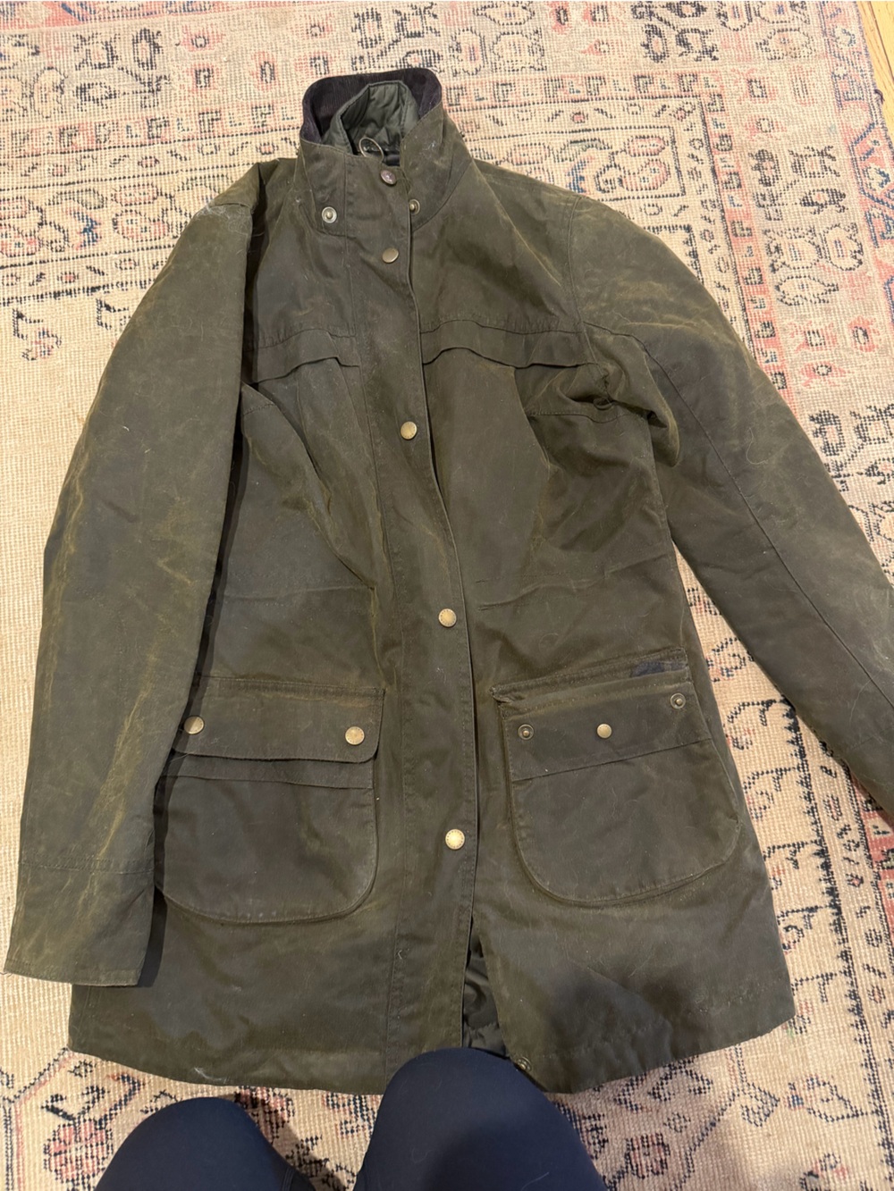 Barbour Women’s Green Waxed Cotton Field Jacket with quilted inner vest